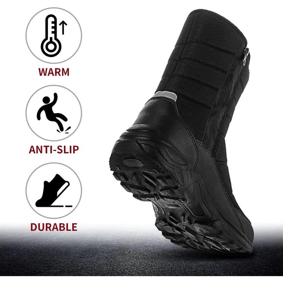 New SilentCare Waterproof Mid-Calf Winter Snow Boots Slip-on Outdoor Men's 10.5 - Picture 3 of 10
